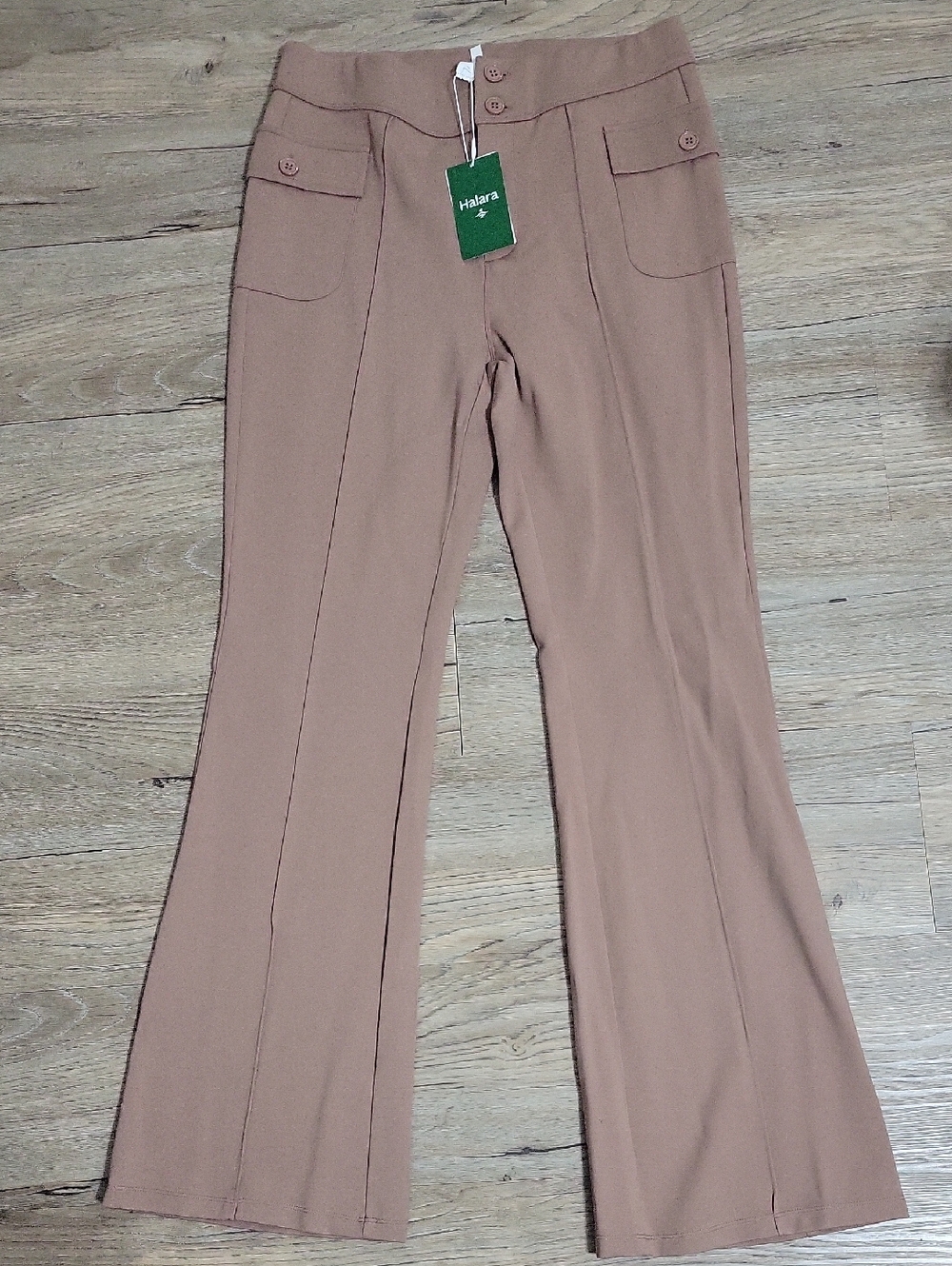 HALARA Taupe High Waist Flare Pants